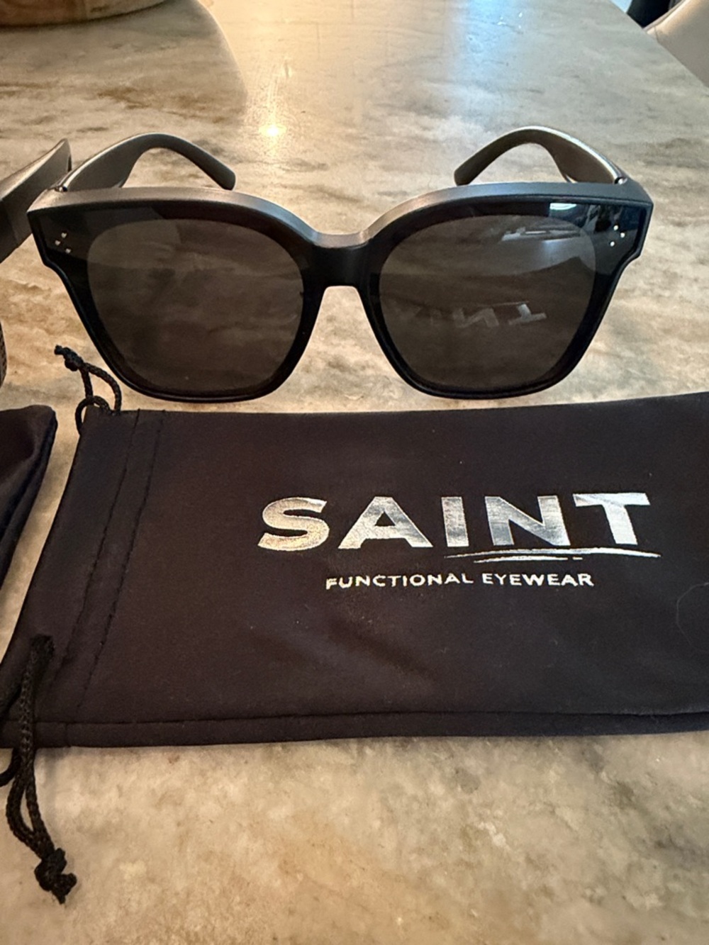 SAINT Black Sunglasses with Pouch to go over glasses